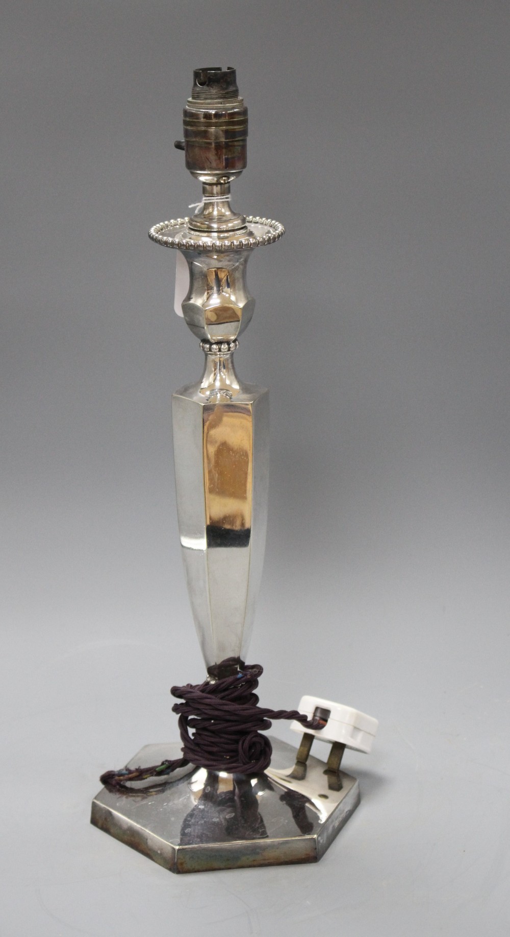 An early 20th century silver plated table lamp, by Wilson & Sharp of Edinburgh, overall height 45cm